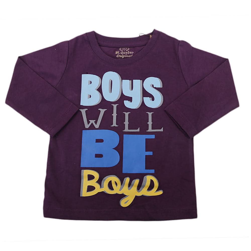 Boys Full Sleeves T-Shirt - Purple, Kids, Boys T-Shirts, Chase Value, Chase Value