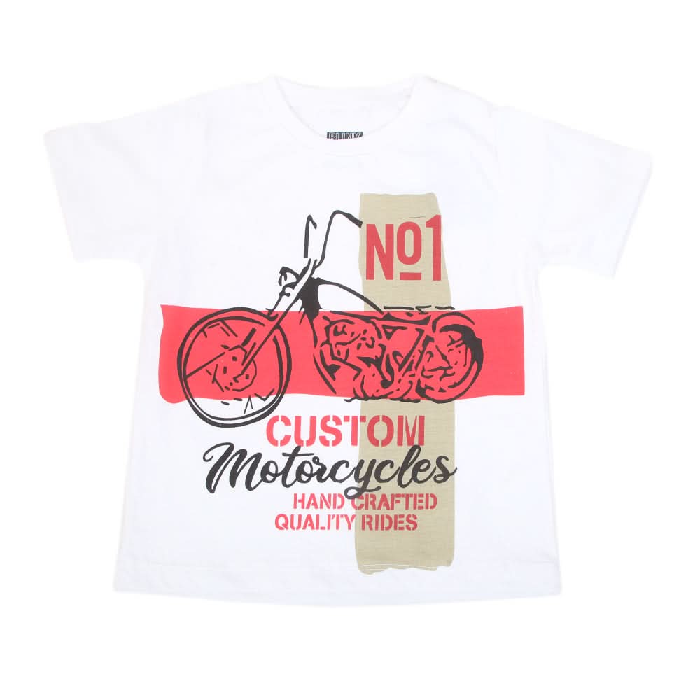 Boys Printed Half Sleeves T-Shirt 4745 - White, Kids, Boys T-Shirts, Chase Value, Chase Value