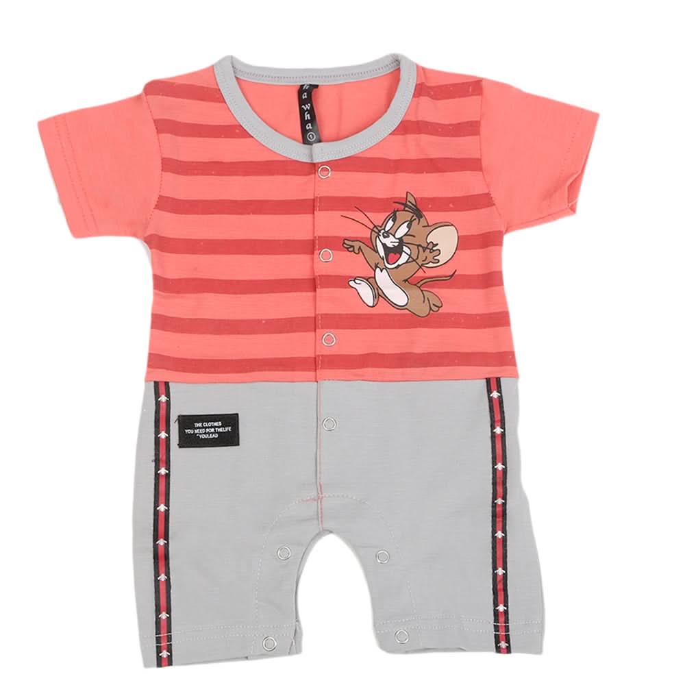 Newborn Boys Half Sleeves Rompers - Peach, Kids, NB Boys Rompers, Chase Value, Chase Value