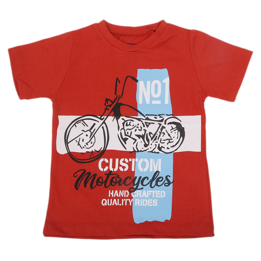 Boys Printed Half Sleeves T-Shirt 4745 - Rust, Kids, Boys T-Shirts, Chase Value, Chase Value