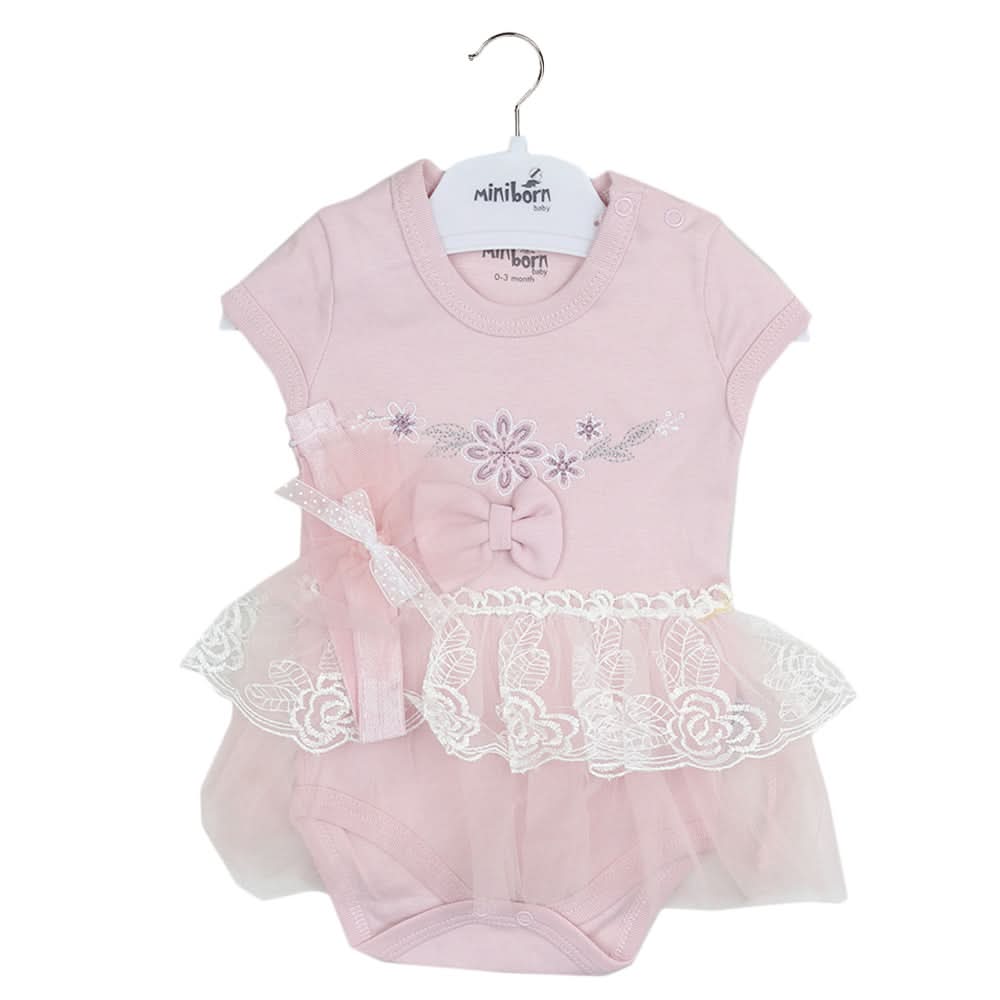 Newborn Girls Half Sleeves Romper - Tea Pink, Kids, Newborn Girls Rompers, Chase Value, Chase Value