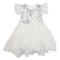 Girls Fancy Frock - White, Girls Frocks, Chase Value, Chase Value