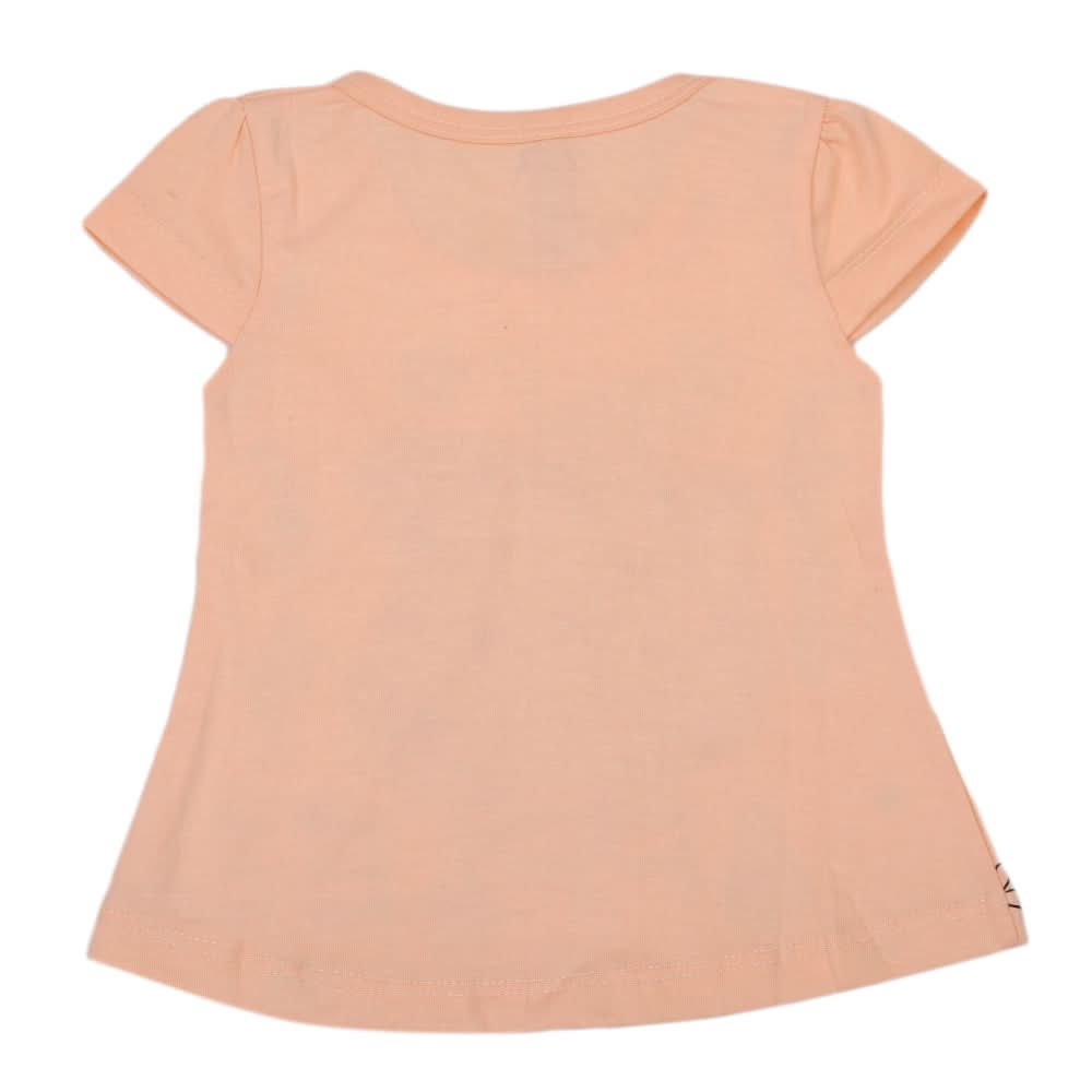 Girls Half Sleeves T-Shirt - Peach, Kids, Girls T-Shirts, Chase Value, Chase Value