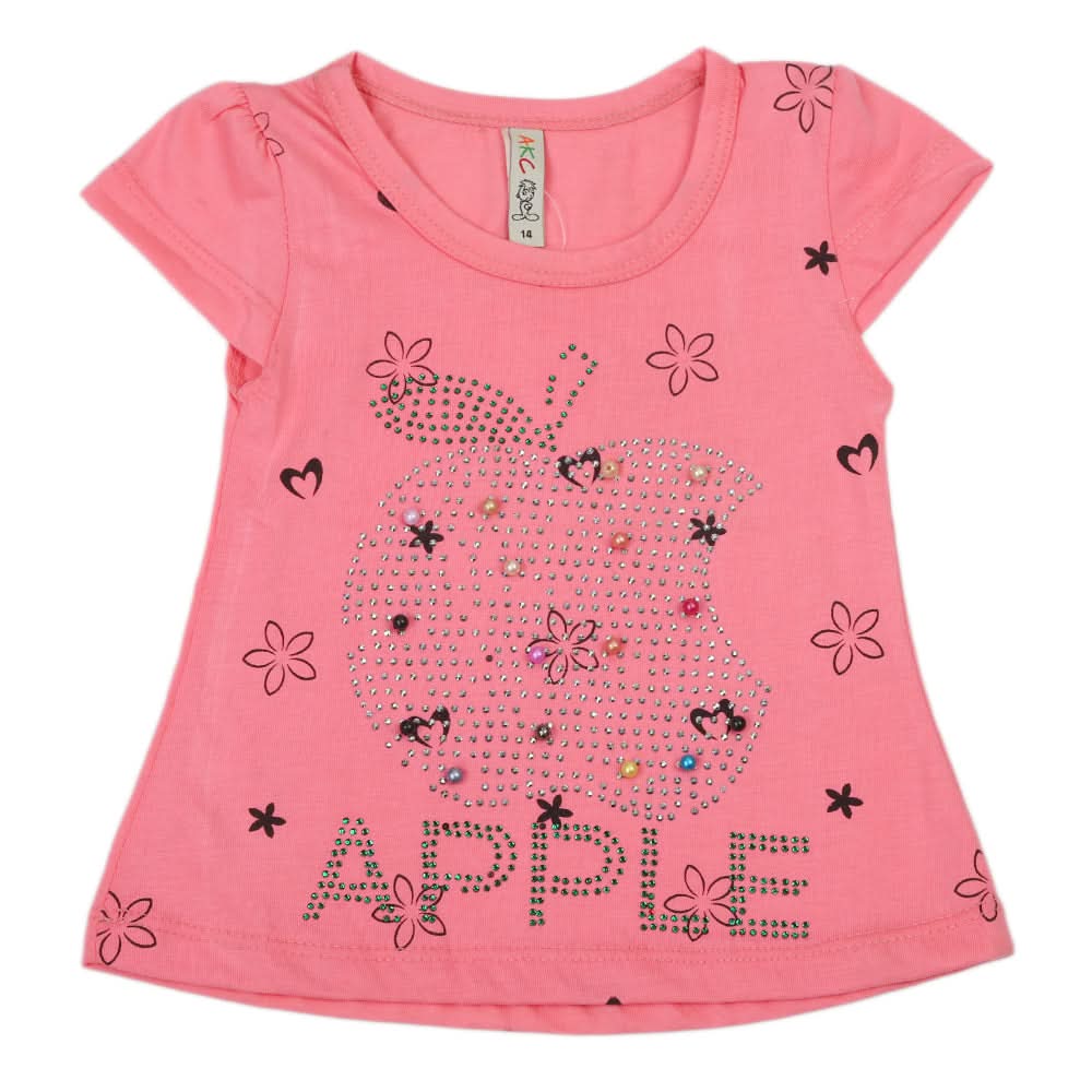 Girls Half Sleeves T-Shirt - Pink, Kids, Girls T-Shirts, Chase Value, Chase Value