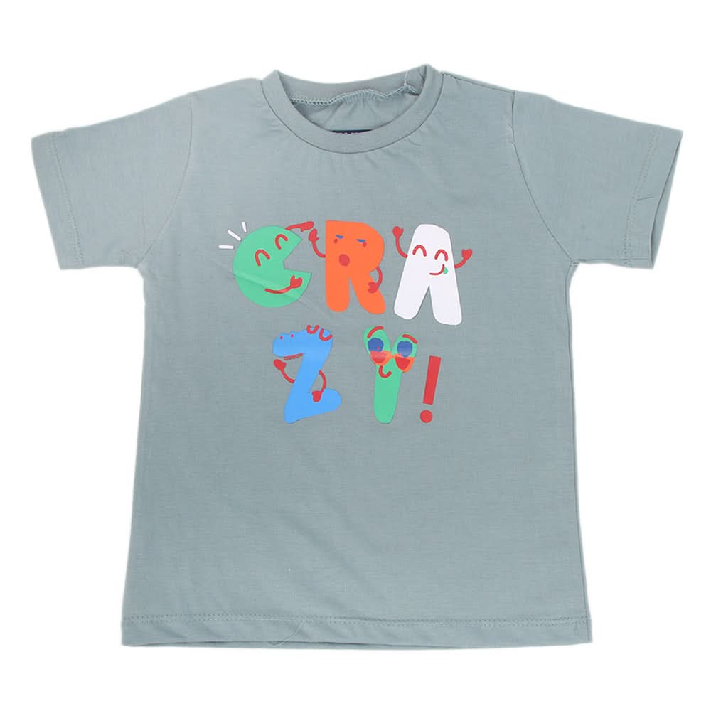Boys Printed Half Sleeves T-Shirt 4728 - Steel Grey, Kids, Boys T-Shirts, Chase Value, Chase Value