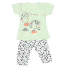 Girls Half Sleeves Short Suit - Light Green, Kids, Girls Sets And Suits, Chase Value, Chase Value