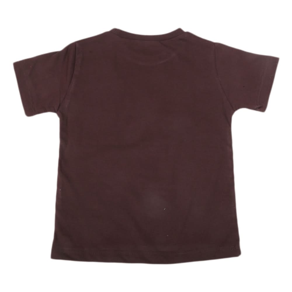 Boys Printed Half Sleeves T-Shirt 4728 - Dark Brown, Kids, Boys T-Shirts, Chase Value, Chase Value