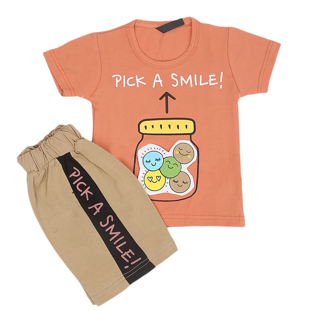 Boys Half Sleeves Suit - Peach, Kids, Boys Sets And Suits, Chase Value, Chase Value