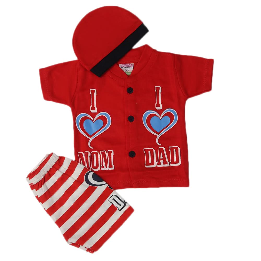 Newborn Boys Half Sleeves Suit - Red, Newborn Boys Sets & Suits, Chase Value, Chase Value