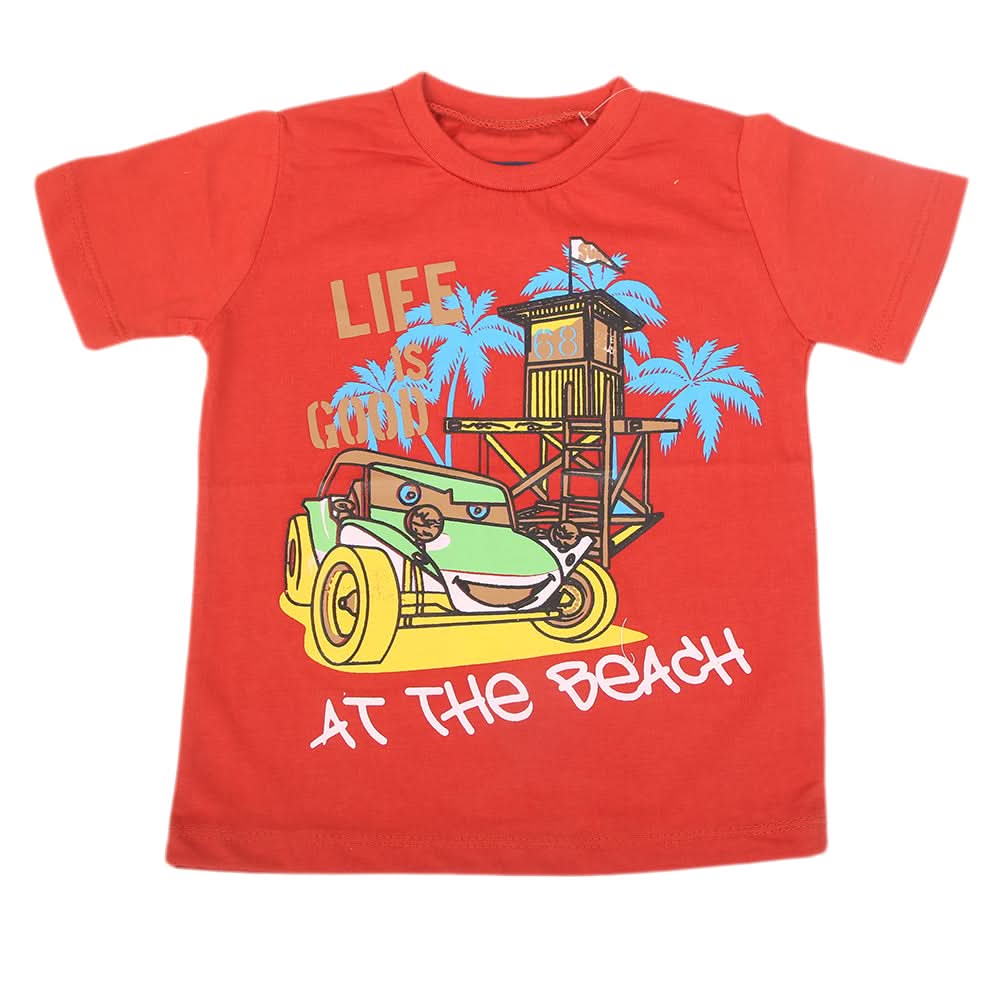 Boys Printed Half Sleeves T-Shirt 4751 - Rust, Kids, Boys T-Shirts, Chase Value, Chase Value