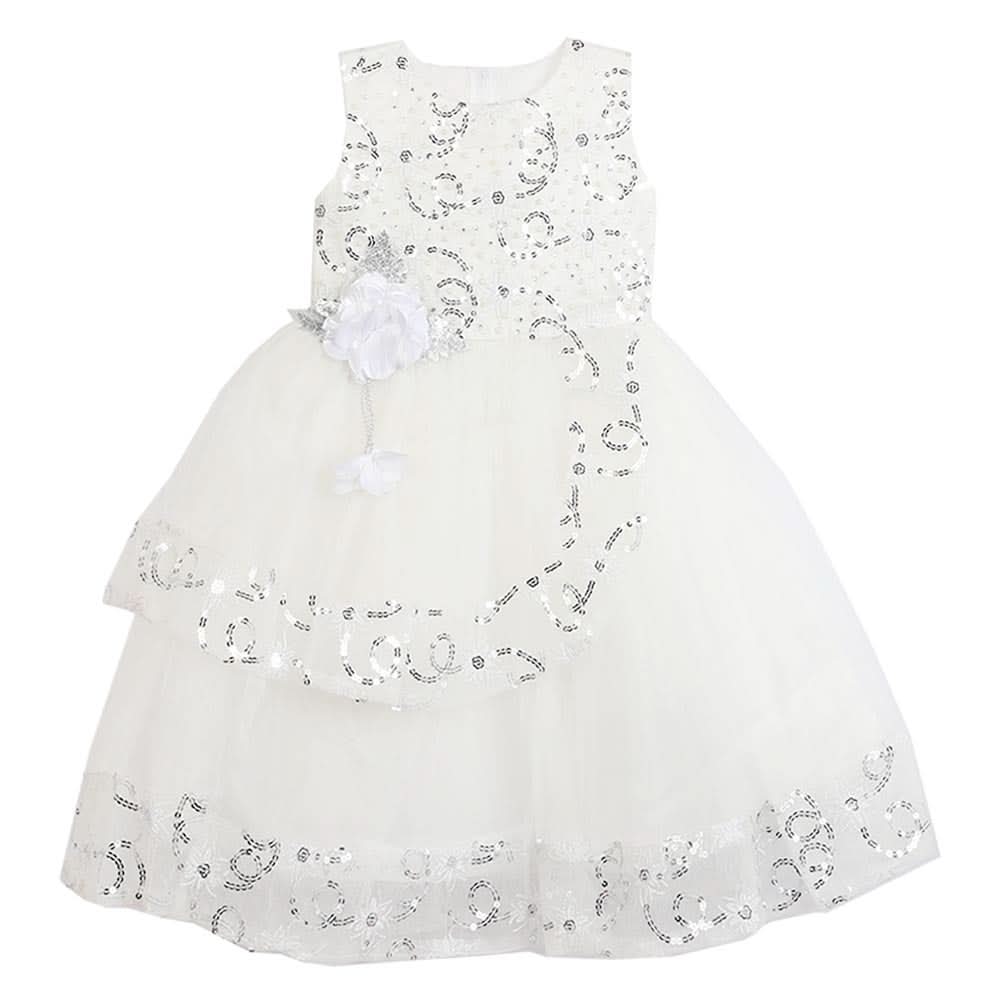 Girls Fancy Frock - White, Girls Frocks, Chase Value, Chase Value