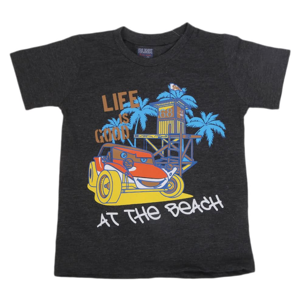 Boys Printed Half Sleeves T-Shirt 4751 - Dark Grey, Kids, Boys T-Shirts, Chase Value, Chase Value