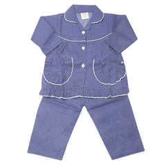 Girl's Full Sleeves Night Suit - Navy Blue, Kids, Girls Sets And Suits, Chase Value, Chase Value