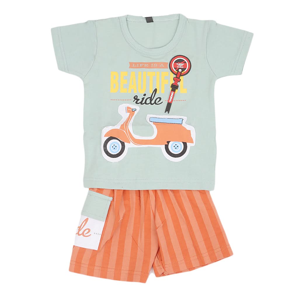 Boys Half Sleeves Suit - Light Green, Kids, Boys Sets And Suits, Chase Value, Chase Value
