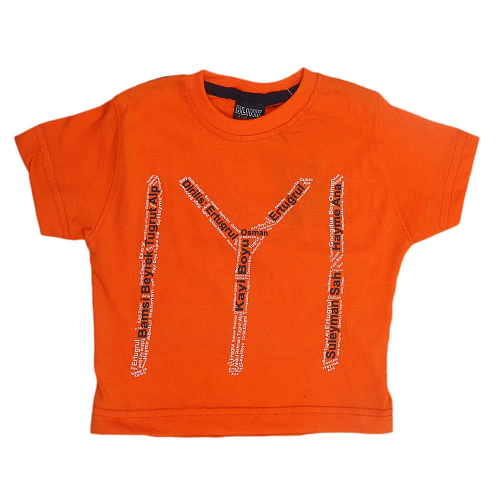Boys Half Sleeves Printed T-Shirt Ertugrul - Orange, Kids, Boys T-Shirts, Chase Value, Chase Value
