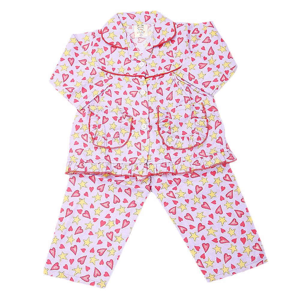 Girl's Full Sleeves Night Suit - Purple, Kids, Girls Sets And Suits, Chase Value, Chase Value
