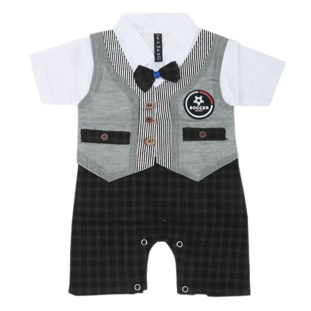 Newborn Boys Half Sleeves Romper - Olive Green, Kids, NB Boys Rompers, Chase Value, Chase Value