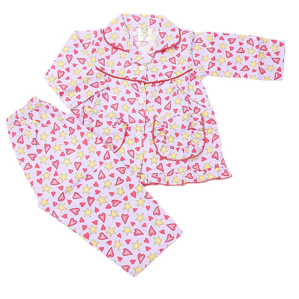 Girl's Full Sleeves Night Suit - Purple, Kids, Girls Sets And Suits, Chase Value, Chase Value