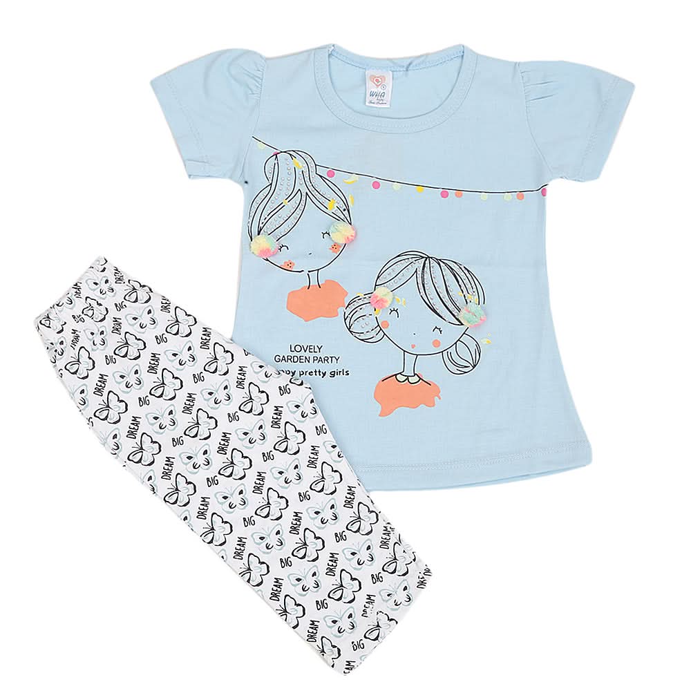 Girls Half Sleeves Short Suit - Blue, Kids, Girls Sets And Suits, Chase Value, Chase Value