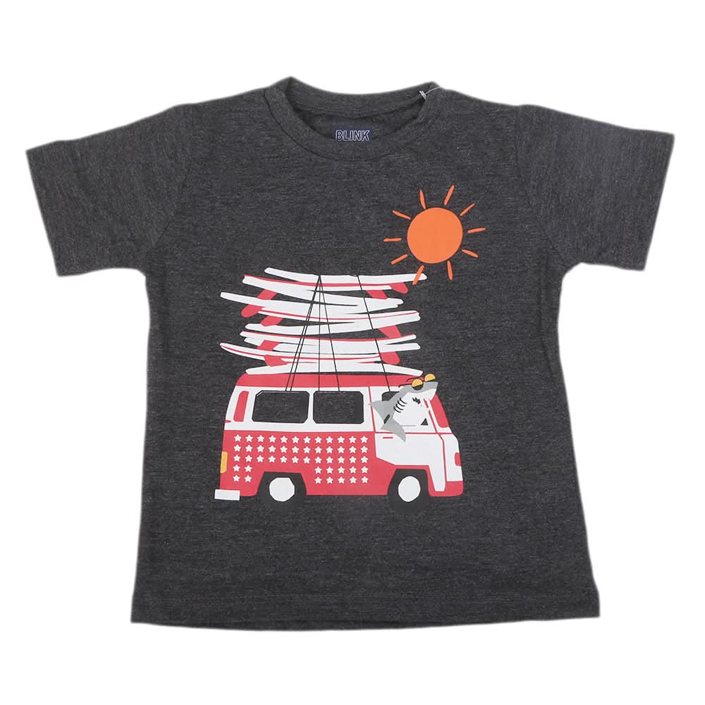 Boys Printed Half Sleeves T-Shirt 4740 - Dark Grey, Kids, Boys T-Shirts, Chase Value, Chase Value