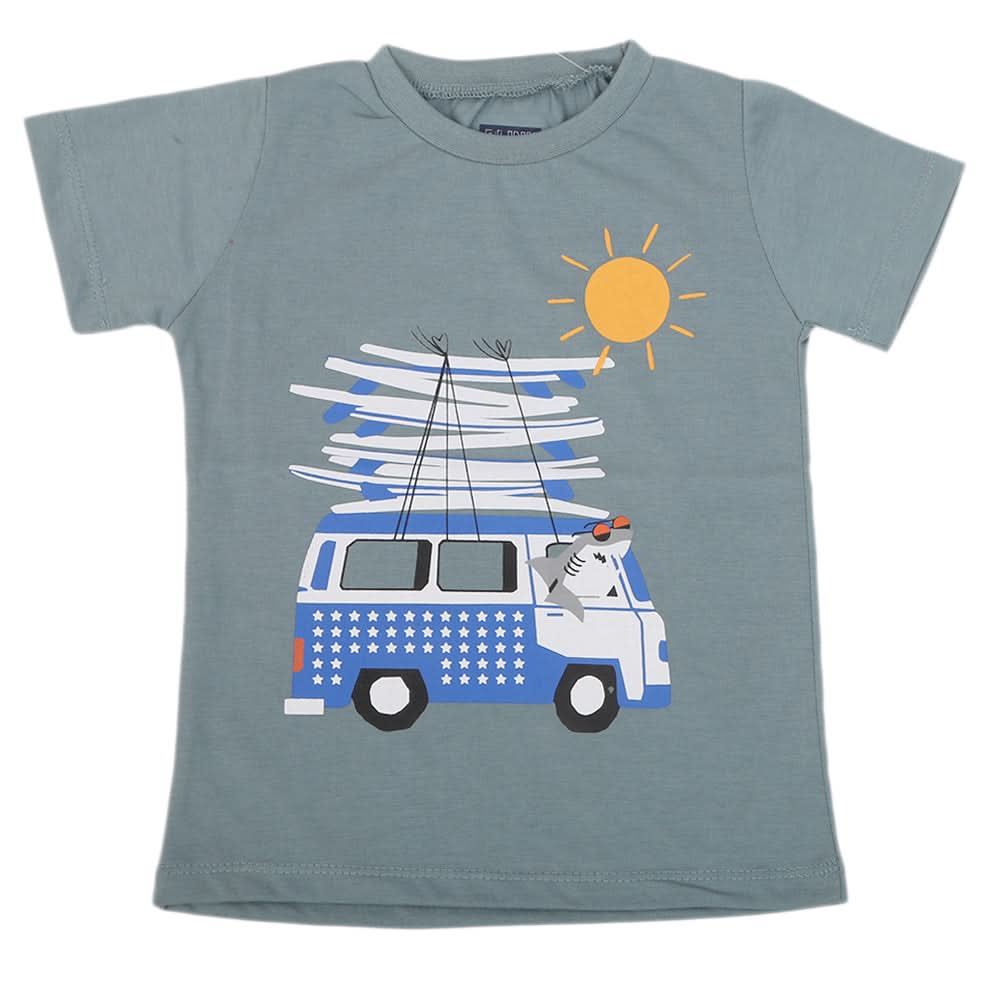 Boys Printed Half Sleeves T-Shirt 4740 - Steel Grey, Kids, Boys T-Shirts, Chase Value, Chase Value