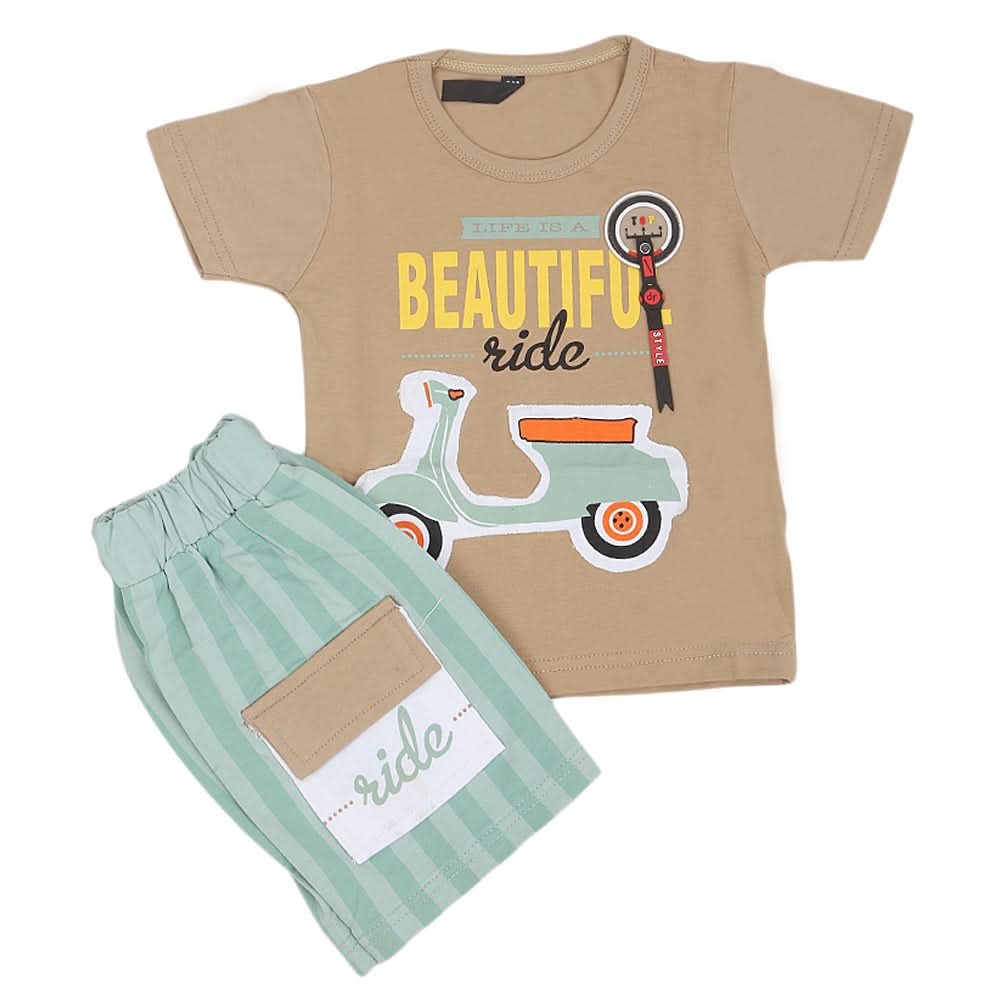 Boys Half Sleeves Suit - Brown, Kids, Boys Sets And Suits, Chase Value, Chase Value