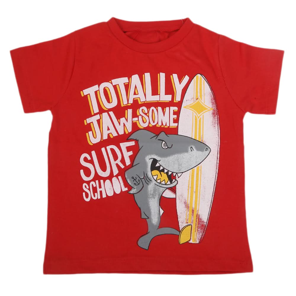 Boys Printed Half Sleeves T-Shirt 4743 - Red, Kids, Boys T-Shirts, Chase Value, Chase Value