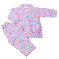 Girl's Full Sleeves Night Suit - Puple, Kids, Girls Sets And Suits, Chase Value, Chase Value