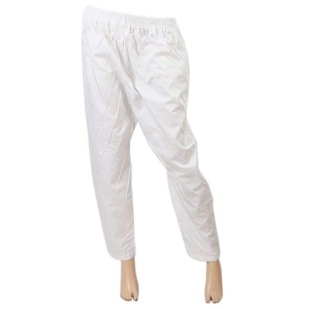 Women's Full Pentax With Moti Trouser - White, Women, Pants & Tights, Chase Value, Chase Value