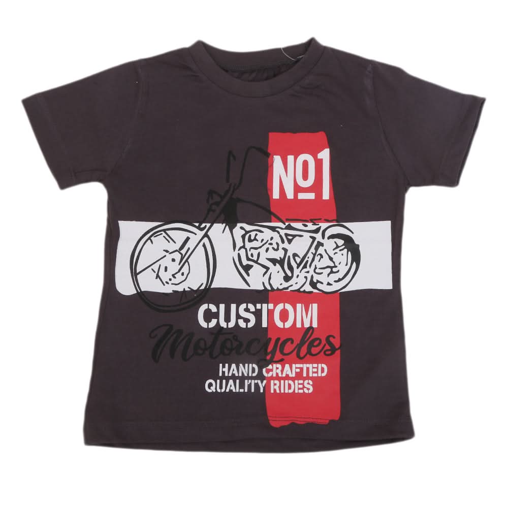 Boys Printed Half Sleeves T-Shirt 4745 - Dark Grey, Kids, Boys T-Shirts, Chase Value, Chase Value