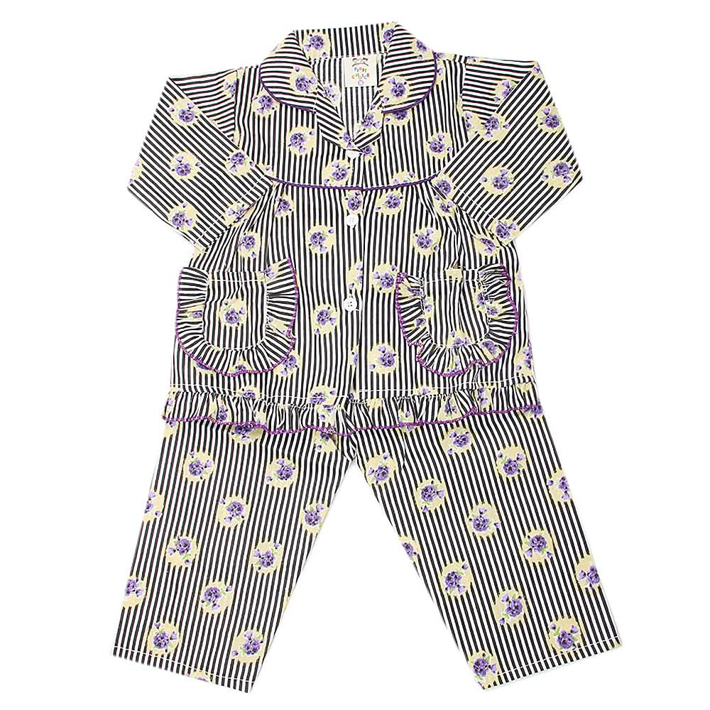 Girl's Full Sleeves Night Suit - Black, Kids, Girls Sets And Suits, Chase Value, Chase Value