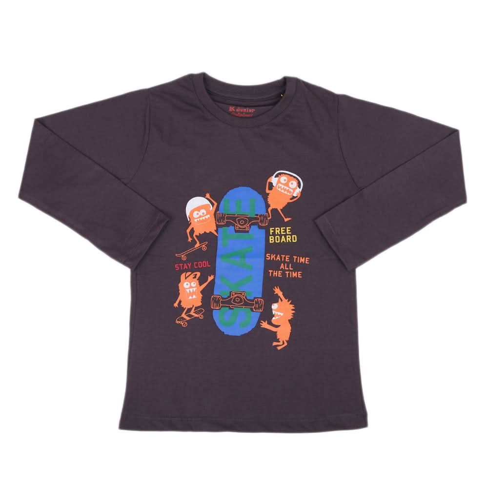 Boys Full Sleeves T-Shirt - Grey, Kids, Boys T-Shirts, Chase Value, Chase Value