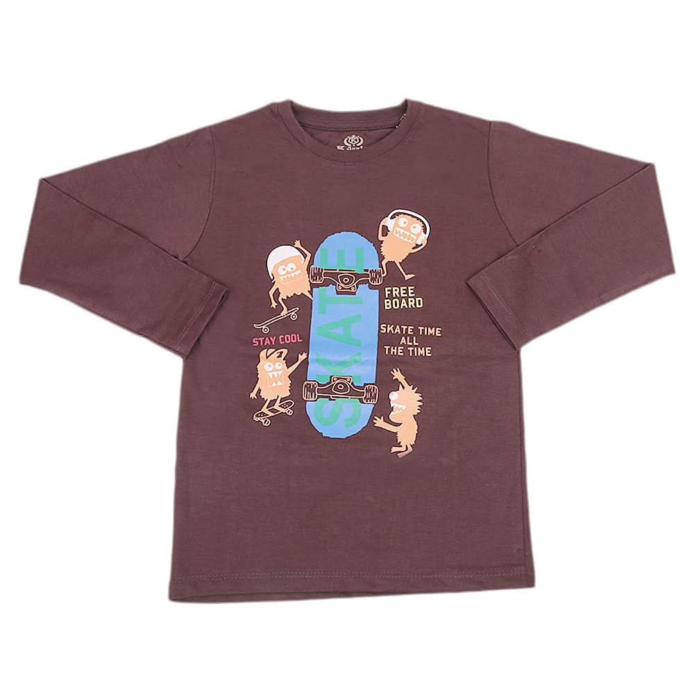 Boys Full Sleeves T-Shirt - Brown, Kids, Boys T-Shirts, Chase Value, Chase Value