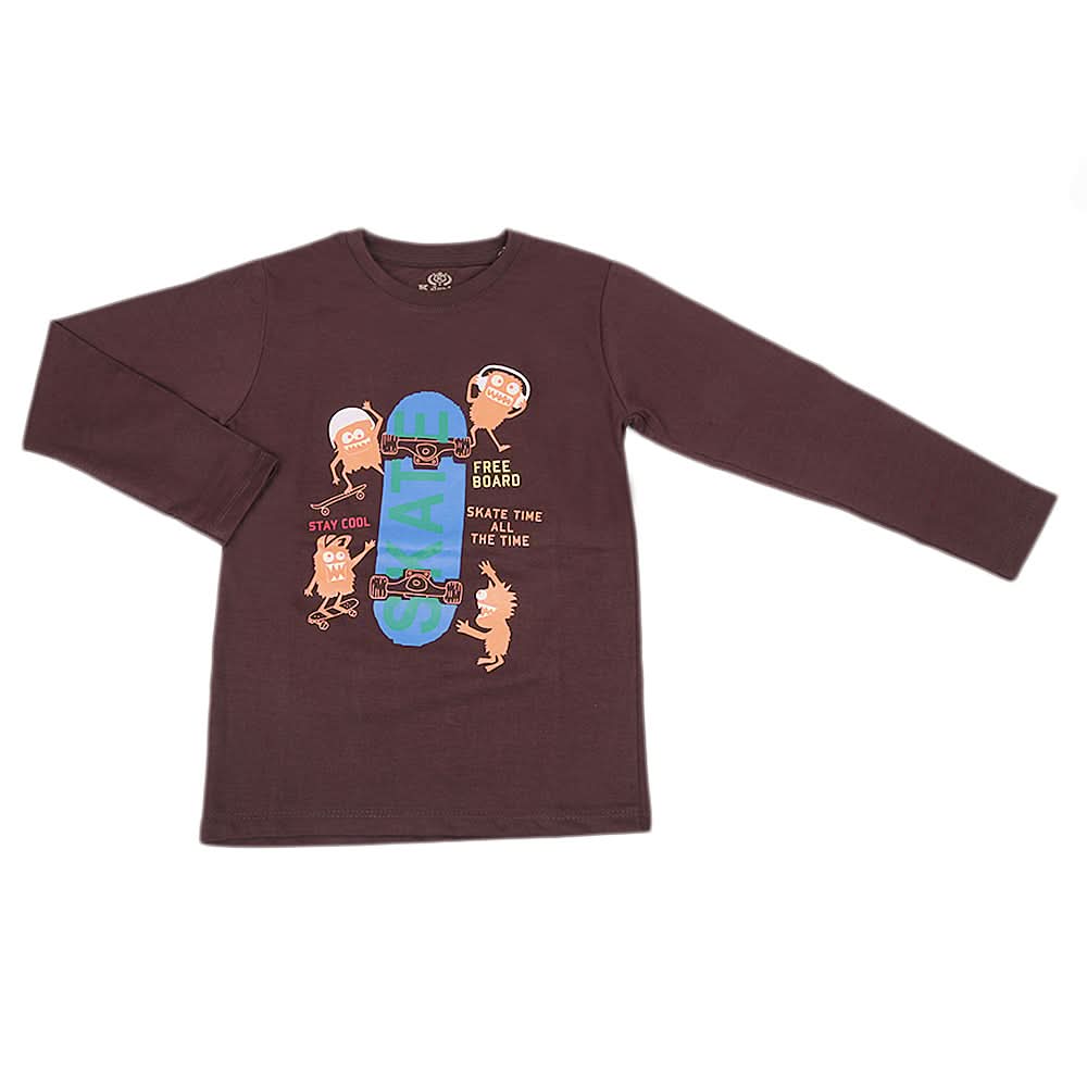 Boys Full Sleeves T-Shirt - Brown, Kids, Boys T-Shirts, Chase Value, Chase Value