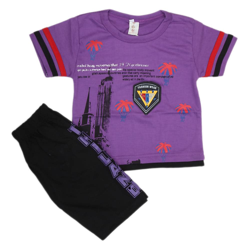 Boys Half Sleeves Suit - Purple, Kids, Boys Sets And Suits, Chase Value, Chase Value