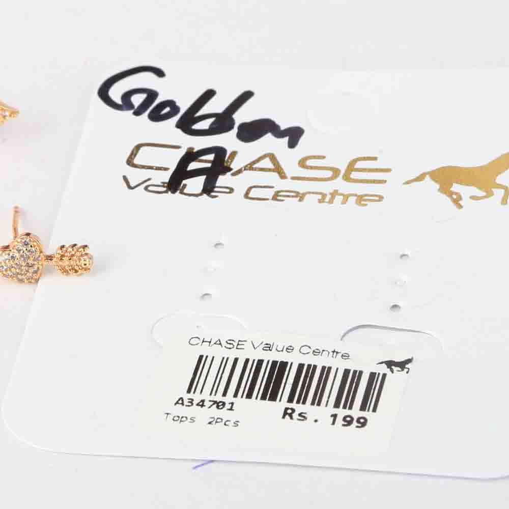Women's Ear Tops 2 Pcs - Golden, Women, Earrings & Tops, Chase Value, Chase Value