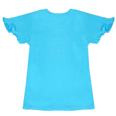 Girls Half Sleeves T-Shirt - Cyan, Girls T-Shirts, Chase Value, Chase Value