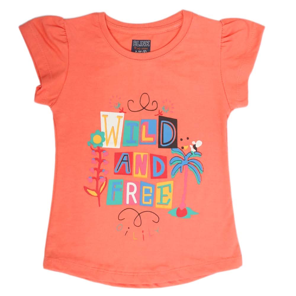 Girls Half Sleeves T-Shirt - Pink, Girls T-Shirts, Chase Value, Chase Value