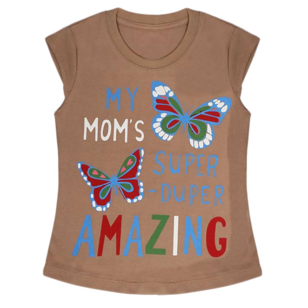 Girls Half Sleeves T-Shirt - Brown, Girls T-Shirts, Chase Value, Chase Value