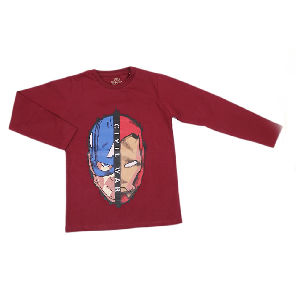 Boys Full Sleeves T-Shirt - Maroon, Kids, Boys T-Shirts, Chase Value, Chase Value