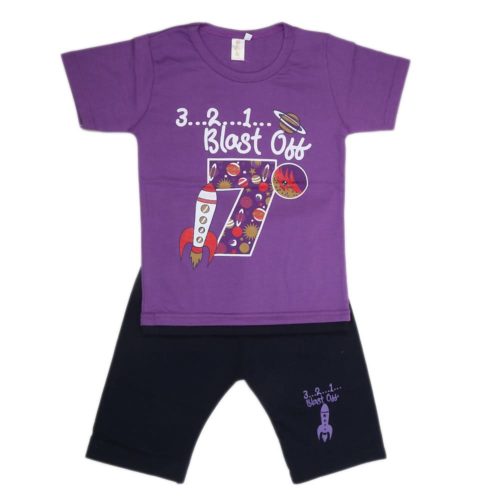 Boys Half Sleeves Suit - Purple, Kids, Boys Sets And Suits, Chase Value, Chase Value
