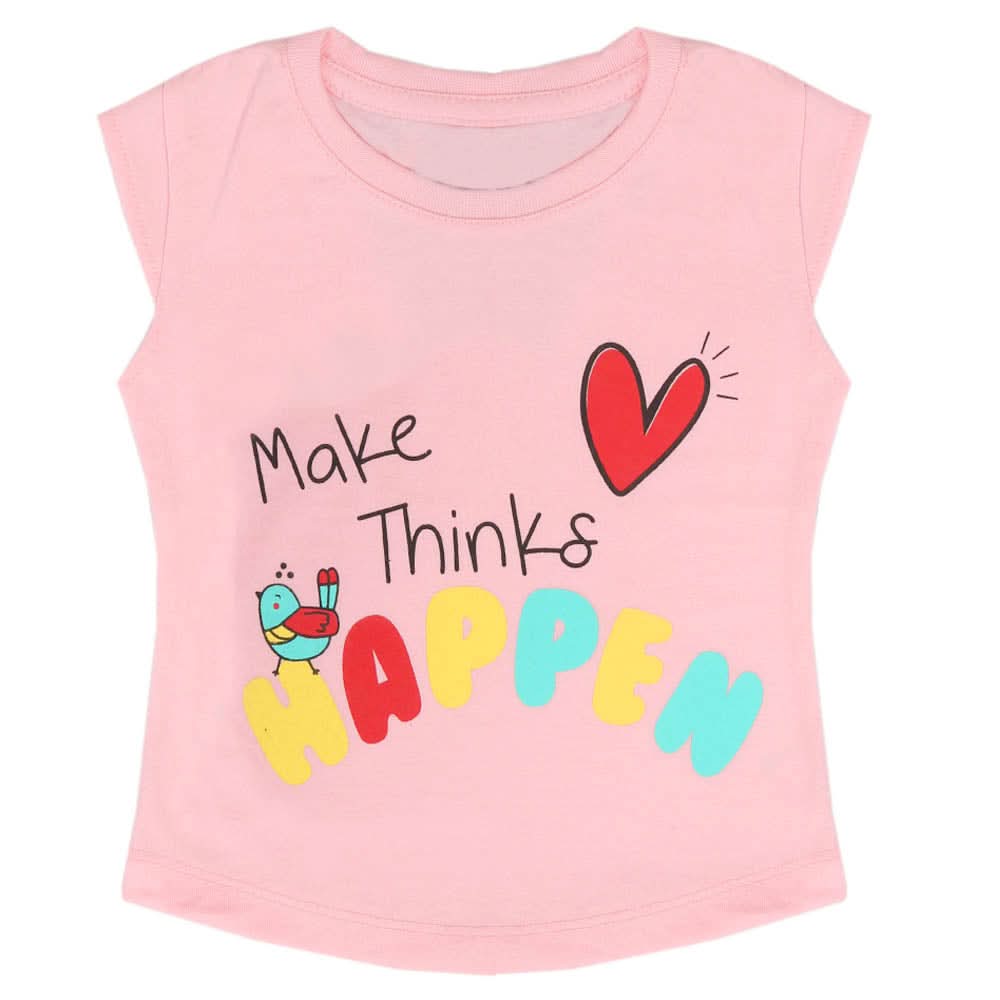 Girls Half Sleeves T-Shirt - Pink, Girls T-Shirts, Chase Value, Chase Value