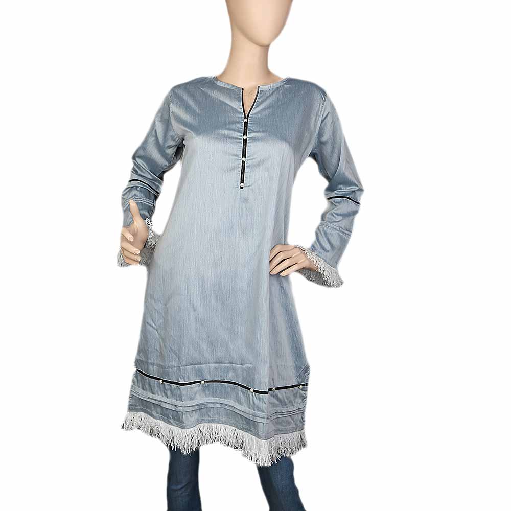 Women's Plain Kurti - Grey, Women, Ready Kurtis, Chase Value, Chase Value