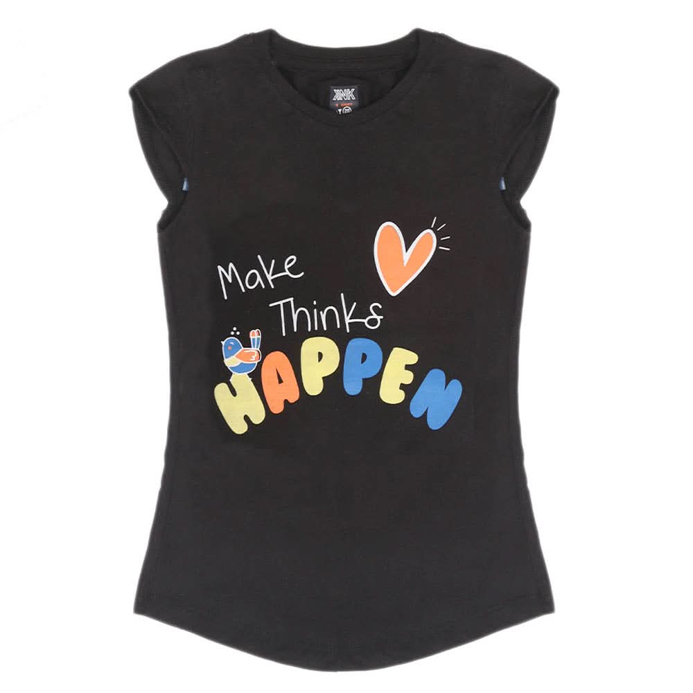 Girls Half Sleeves T-Shirt - Black, Girls T-Shirts, Chase Value, Chase Value