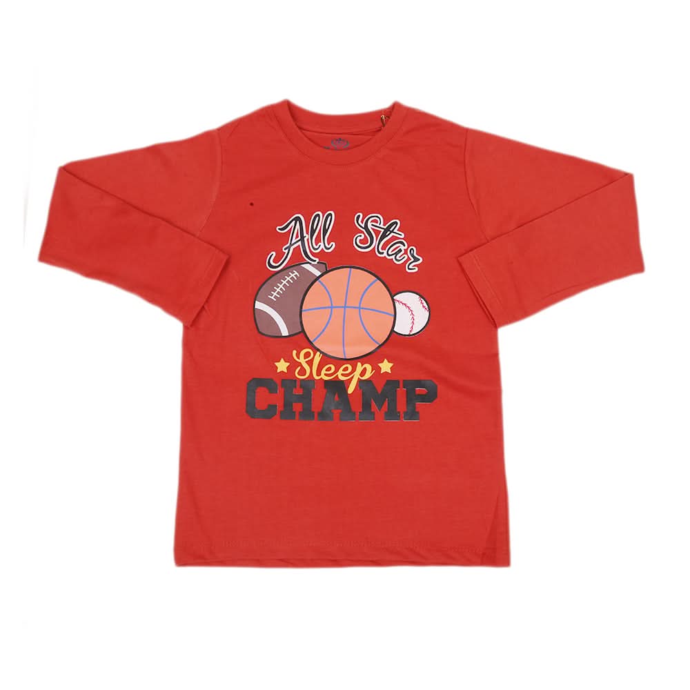 Boys Full Sleeves Jersey T-Shirt - Rust, Kids, Boys T-Shirts, Chase Value, Chase Value