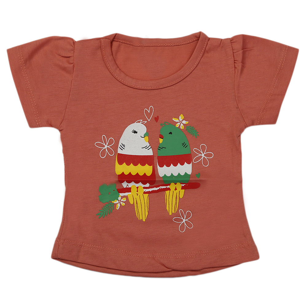 Newborn Girls Half Sleeves T-Shirt - Tea Pink, Kids, Newborn Girls T-Shirts, Chase Value, Chase Value