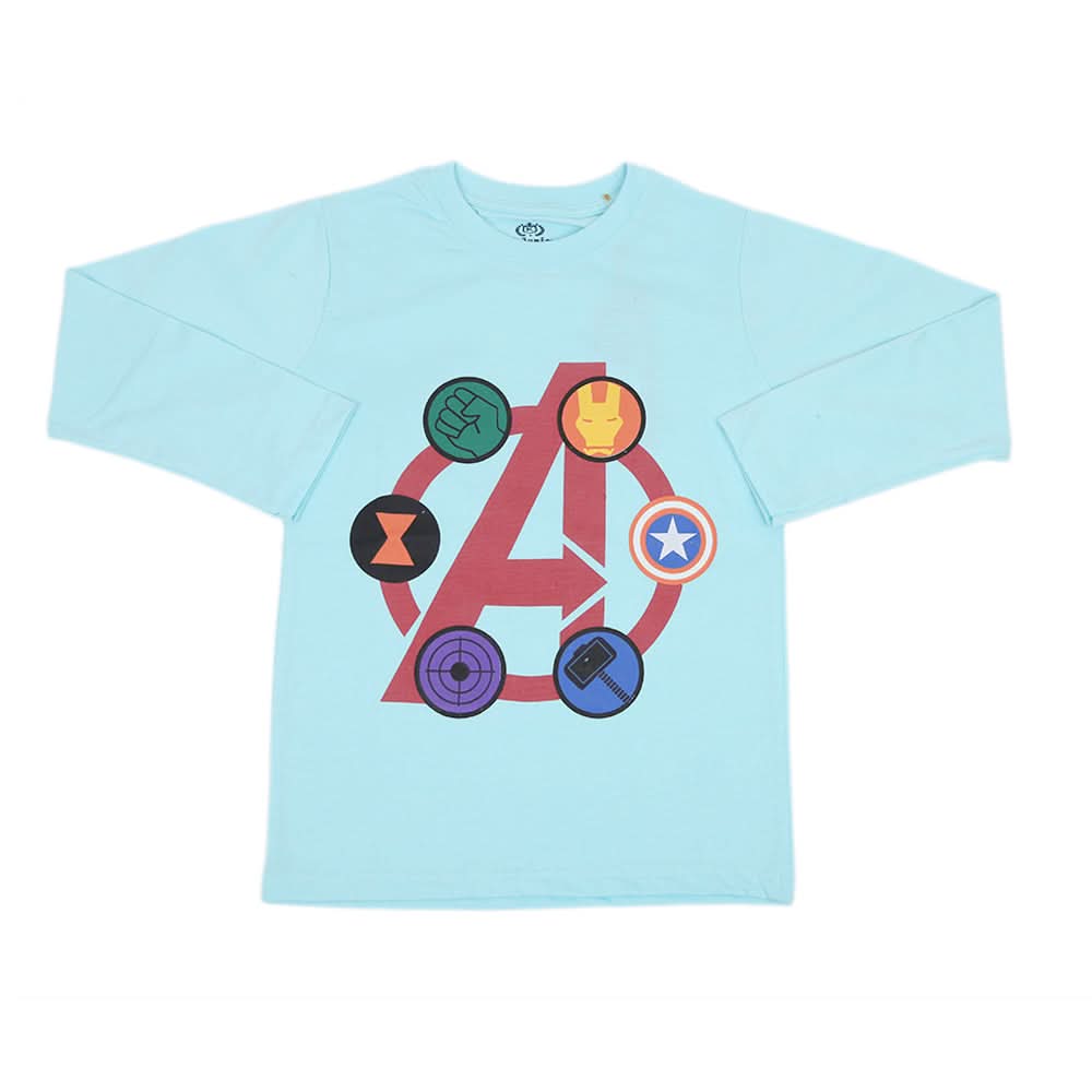Boys Full Sleeves T-Shirt - Light Blue, Kids, Boys T-Shirts, Chase Value, Chase Value