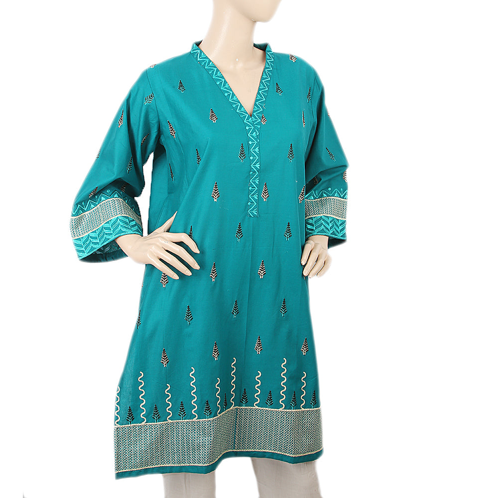 Women's Embroidered Kurti 27 - Sea Green, Women, Ready Kurtis, Chase Value, Chase Value