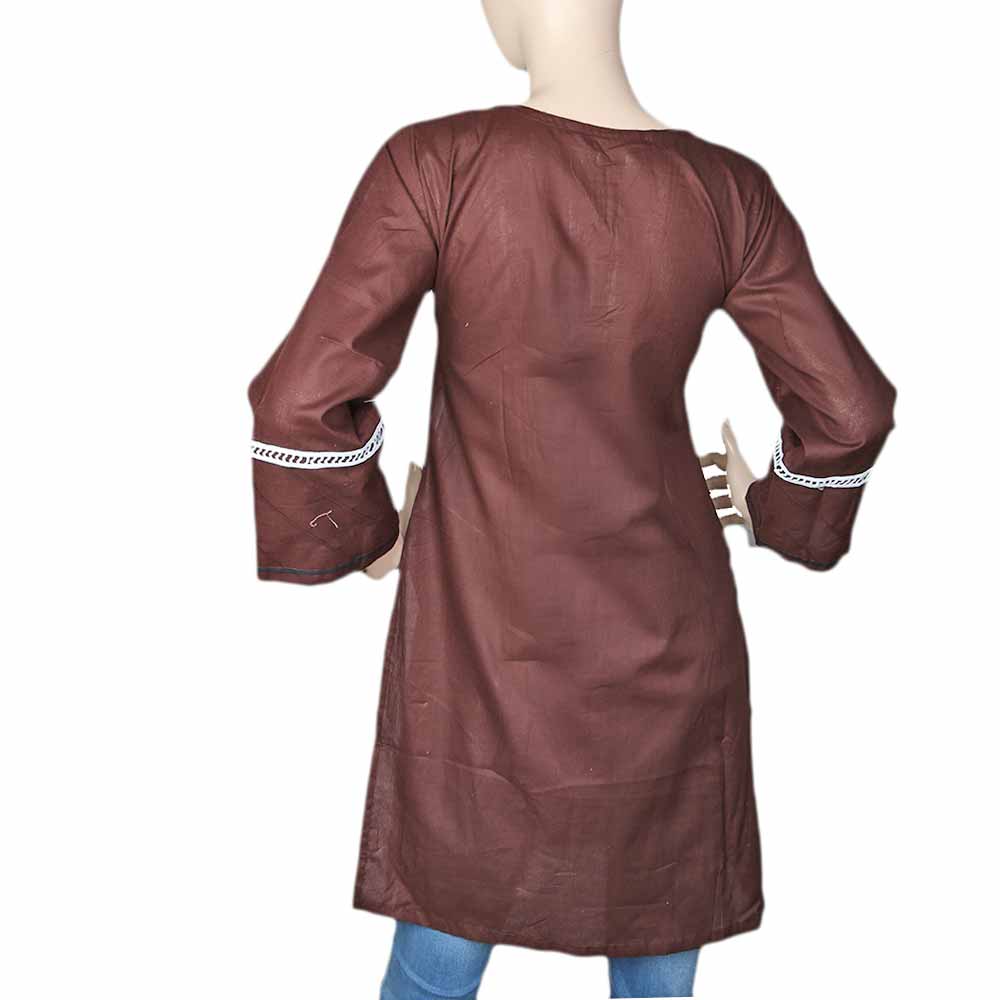 Women's Plain Kurti - Dark Brown, Women, Ready Kurtis, Chase Value, Chase Value