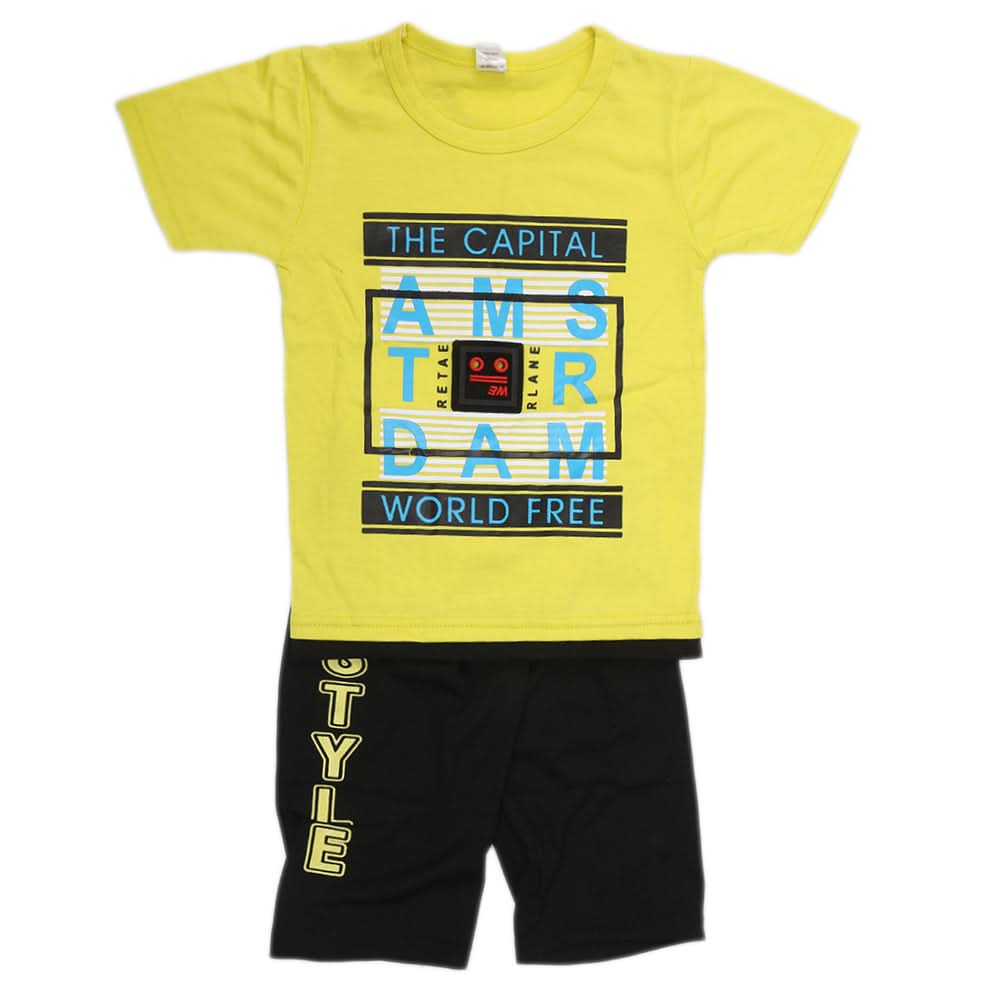 Boys Half Sleeves Suit - Yellow, Kids, Boys Sets And Suits, Chase Value, Chase Value